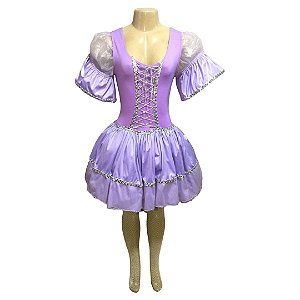 Fantasia Rapunzel Curta Courino Adulto - SOMENTE ALUGUEL