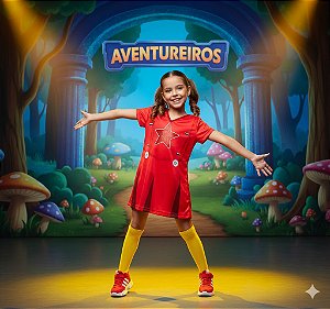 Fantasia Infantil Aventureira Vermelha Estampada