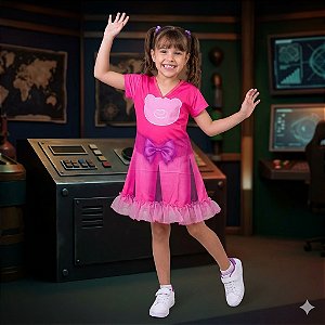 Fantasia Infantil Aventureira Rosa Estampada