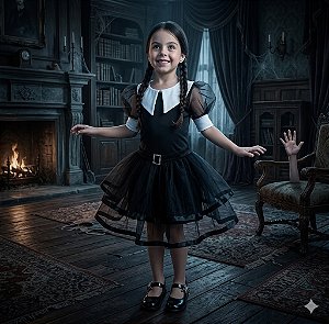 Fantasia Infantil Wandinha Tule Leg