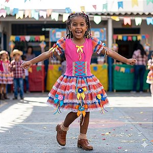 Fantasia Infantil Festa Junina - Luana Pink