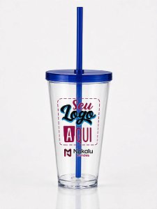 Copo de Acrílico com Tampa e Canudo Personalizado em DTF UV 550ml