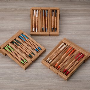 Kit 50 peças Caneta Lapiseira Cortiça Personalizada 6083