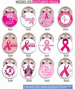 Botons Campanha OUTUBRO ROSA - 5,5 cm - 1.000 peças