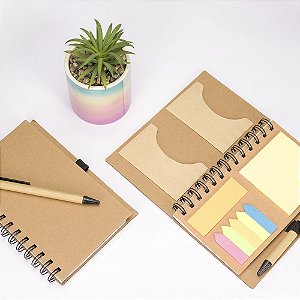 Kit 100 Caderno c/ Autoadesivos e Caneta Personalizado 18932