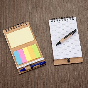 Kit 100 Caderno com Autoadesivo c/Caneta Personalizado 12244