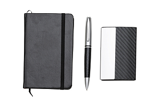 100 Kit Caneta e caderneta tipo moleskine personalizado 10998