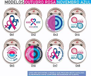Botons Campanha OUT.ROSA/NOV.AZUL - 3,5 cm - 100 peças