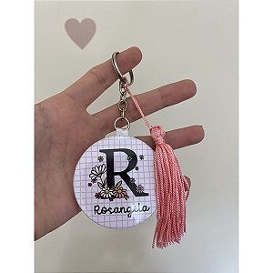 Chaveiro Espelho Personalizado com Tassel - 5,5 cm - 50 Peças