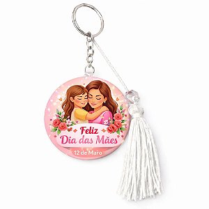 Espelho Chaveiro Personalizado com Tassel e Miçanga Dia das Mães