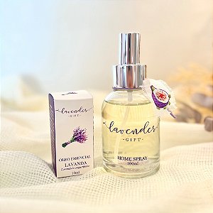 Kit Home Spray Lavanda & Figo com Bordado e Óleo Essencial