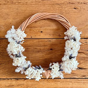 Guirlanda de Hortênsia, Aspargo e Lavanda naturais e desidratado.