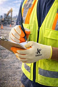 Luva Orangeflex Kalipso Tricotada com Banho Látex Corrugado CA 20858