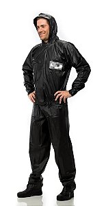 Conjunto Capa De Chuva PVC Com Capuz Tupã Preto