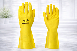 Luva Nitrílica Sem Forro Volk Amarela CA 16314