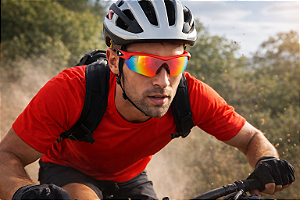 Oculos de Proteção Steelflex Florence Vermelho Espelhado UV