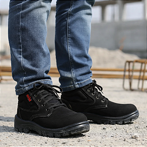 Botina Bico de PVC Nobuck Bidensidade Preto Dragon