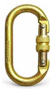 Mosquetão Dourado Oval Trava Manual Rosca 25kn Aço