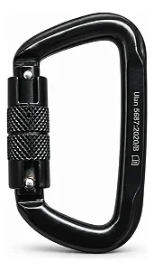 Mosquetao Tipo D Preto Trava Automatica Aco 50kn