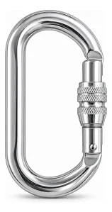 Mosquetao Oval Prata Trava Manual Alumínio 25kn