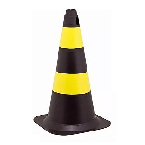 CONE PVC RIGIDO KTELI PRETO/AMARELO 50CM