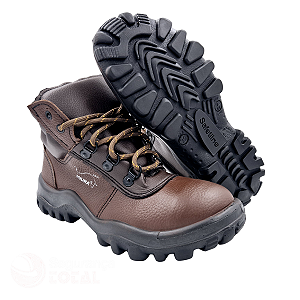 Botina Miura Safetline Couro Liso Marrom