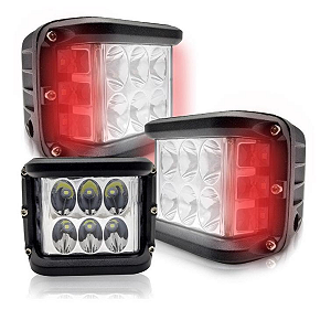 Par Farol Milha Led 60w Com Strobo Vermelho Troller, Ranger, Utv