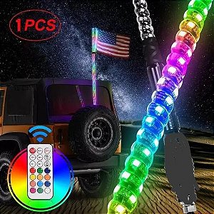 Antena De Led Rgb 124cm Multifunções Utv Quadri Jipe + Controle