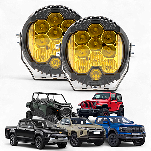 PAR FAROL DE MILHA 50W 5'' LENTES AMARELAS