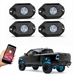 KIT LED ROCK LIGHTS 4 PEÇAS RGB 9W COM BLUETOOTH SCP-3400