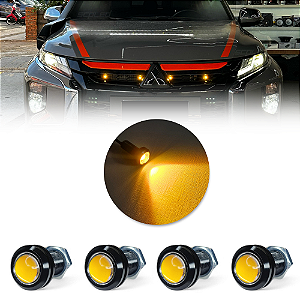 Led Grade Dianteira Luz Diurna Âmbar Caminhonete 4 Pç 18mm