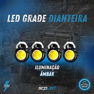 Led Grade Dianteira Luz Diurna Âmbar Caminhonete 4 Pç 18mm