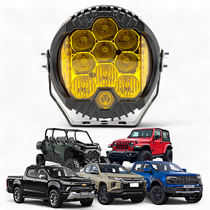 FAROL DE MILHA 50W 5'' LENTES AMARELAS COM DRL