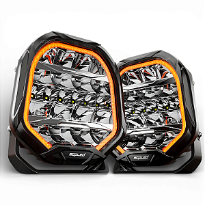 PAR FAROL DE MILHA LINHA ULTRA COM DRL DUAL COLOR 270W + 270W 9"