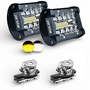 PAR FAROL DE MILHA 60W DUAL COLOR + SUPORTE DE CAPÔ