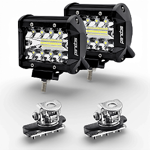 PAR FAROL DE MILHA 60W LEDS BRANCOS + SUPORTE DE CAPÔ