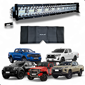 Barra Led Curva 390w 8D Dual Color 56cm Strobo Branco e Âmbar Linha Premium Com Capa