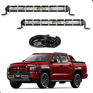 PAR BARRAS 28,5CM 78W ILUMINAÇÃO BRANCA COM CHICOTE LINHA SUPER SLIM ENCAIXE PERFEITO NO OVER BUMPER NOVA TRITON KATANA 2026