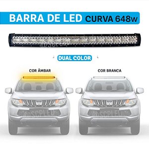 Barra Led Curva 648w 8D Dual Color 107cm Strobo Branco e Âmbar Linha Premium SCP-4648DC