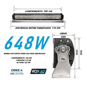 Barra Led Curva 8D 42 Polegadas 648w Cree Linha Premium SCP-4648C