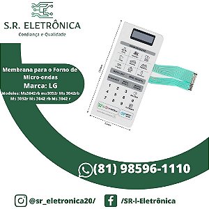 Membrana Teclado Forno Microondas LG Ms3042RB Ms3052R / Ms 3042Rb Ms 3052r / Ms 3042 rb Ms 3042 r