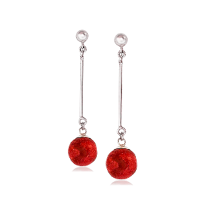 Brinco Coral Pendente em Prata 925