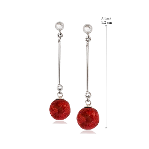 Brinco Coral Pendente em Prata 925