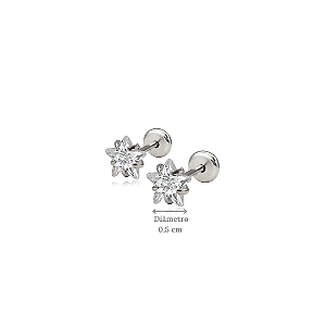 Brinco Ponto de Luz Estrela Prata 925 Tarraxa Baby - Diâmetro 0,5 cm
