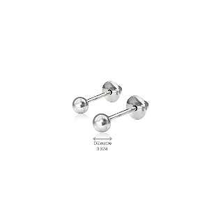 Brinco Bolinha em Prata 925 com Tarraxa Baby - 3 mm