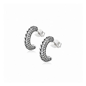 Brinco Meia Argola com Zircônias em Prata 925 – 1,4 cm
