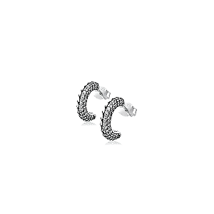 Brinco de Argola Aberta em Prata 925 com Zircônias