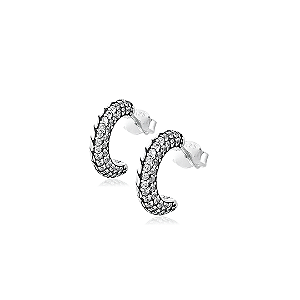 Brinco Argola Aberta em Prata 925 com Zircônias Brilhantes