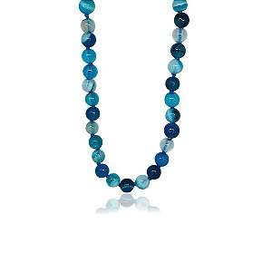 Choker Ágata Azul Mescla Prata 925