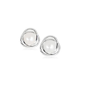 Brinco de Pérola Natural Água Doce e Prata 925